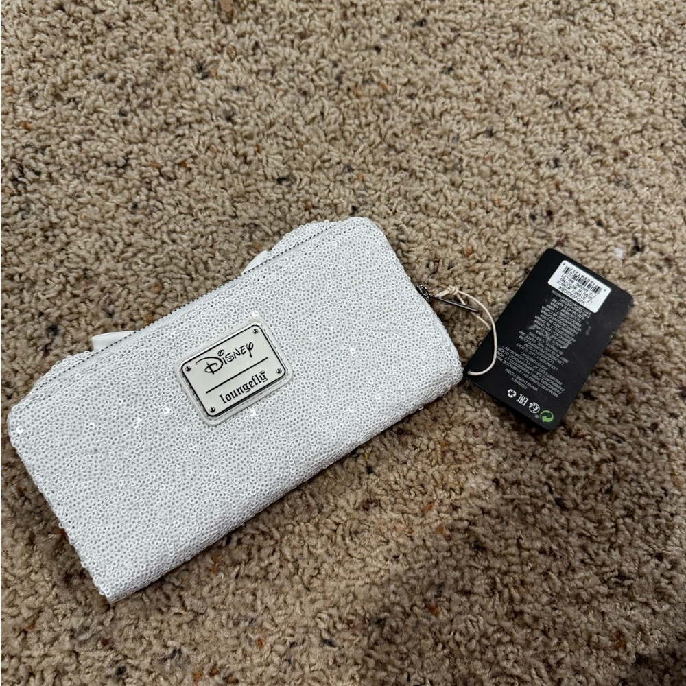 Loungefly Sparkling White Sequin Wallet with Bow - Picture 3 of 5